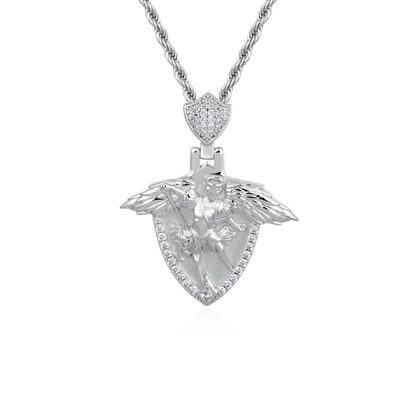 Moissanite Archangel Shield Pendant - Medium