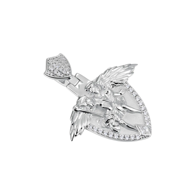 Moissanite Archangel Shield Pendant - Medium