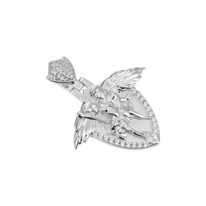 Moissanite Archangel Shield Pendant - Medium