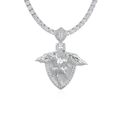 Moissanite Archangel Shield Pendant - Medium