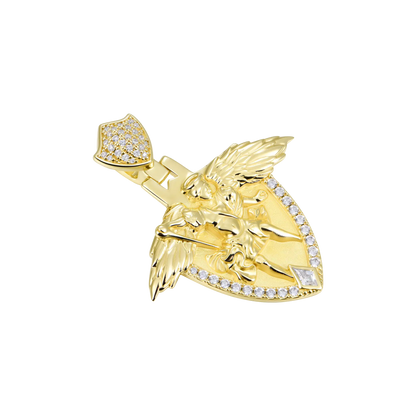Moissanite Archangel Shield Pendant - Medium