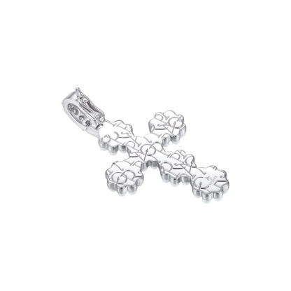 Moissanite Halo Pearl Brilliant Cross Pendant