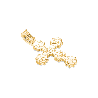 Moissanite Halo Pearl Brilliant Cross Pendant