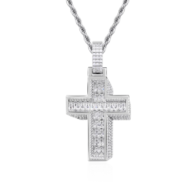 Brilliant 3D Slanted Cross Pendant