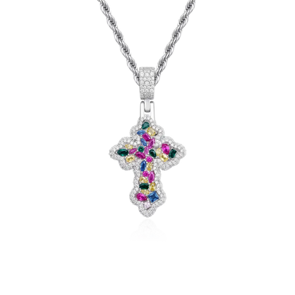 Vibrant Fancy-Cut Cross Pendant