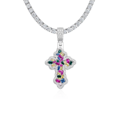 Vibrant Fancy-Cut Cross Pendant