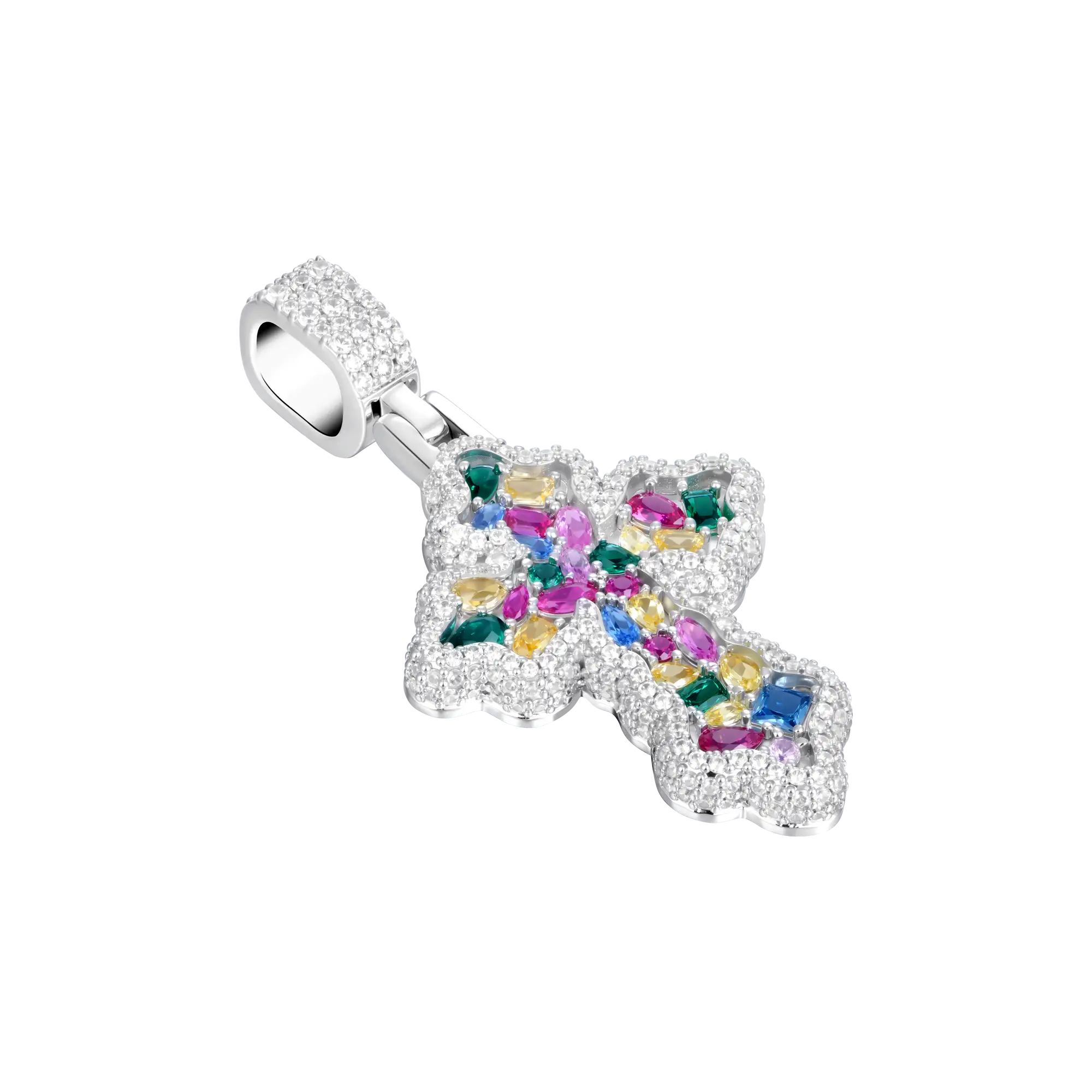 Women's Vibrant Fancy-Cut Cross Pendant