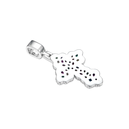 Vibrant Fancy-Cut Cross Pendant