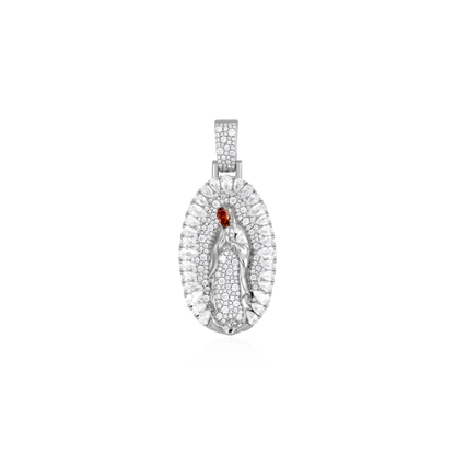 Brilliant Pear Halo Virgin Mary Pendant