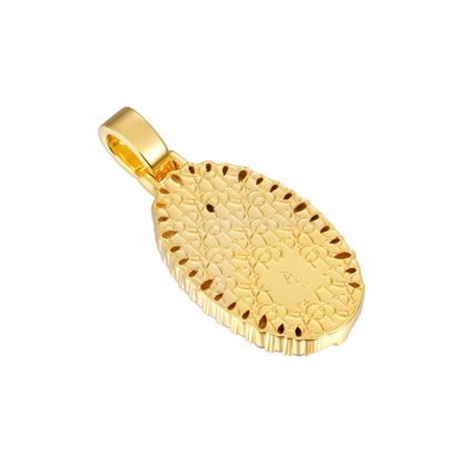 Brilliant Pear Halo Virgin Mary Pendant