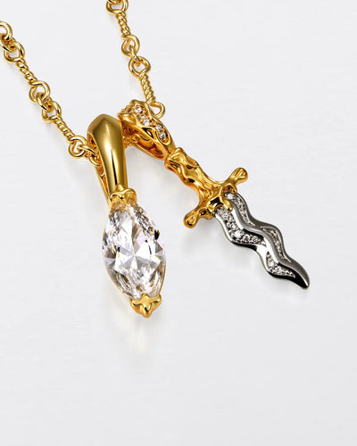 22K Marquise Cut & Melted Dagger Pendant Set