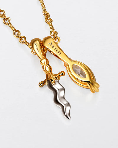 22K Marquise Cut & Melted Dagger Pendant Set