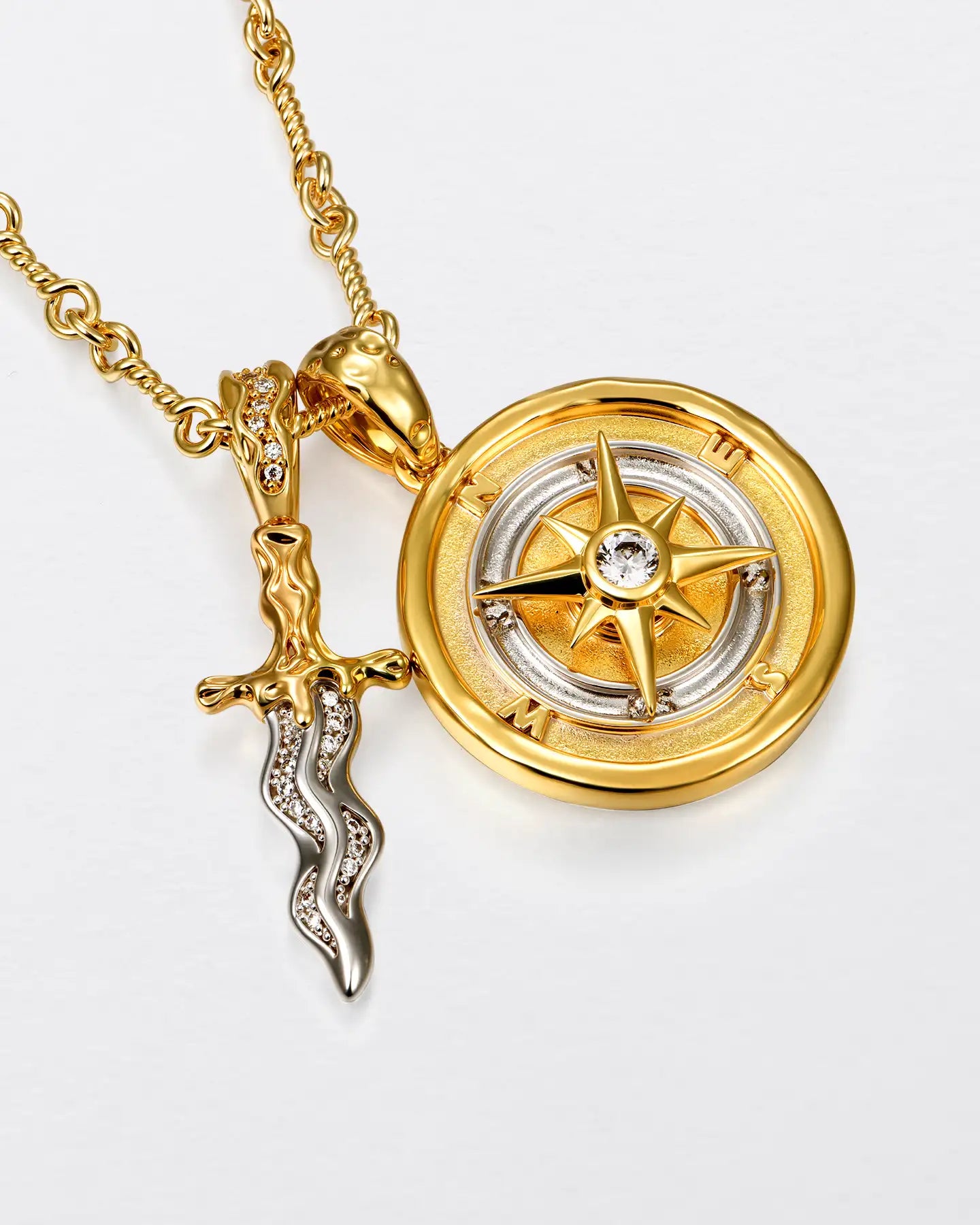 22K Compass Pendant