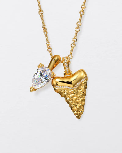 22K Teardrop Cut & Shark Tooth Pendant Set