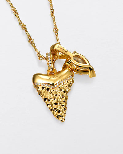 22K Teardrop Cut & Shark Tooth Pendant Set