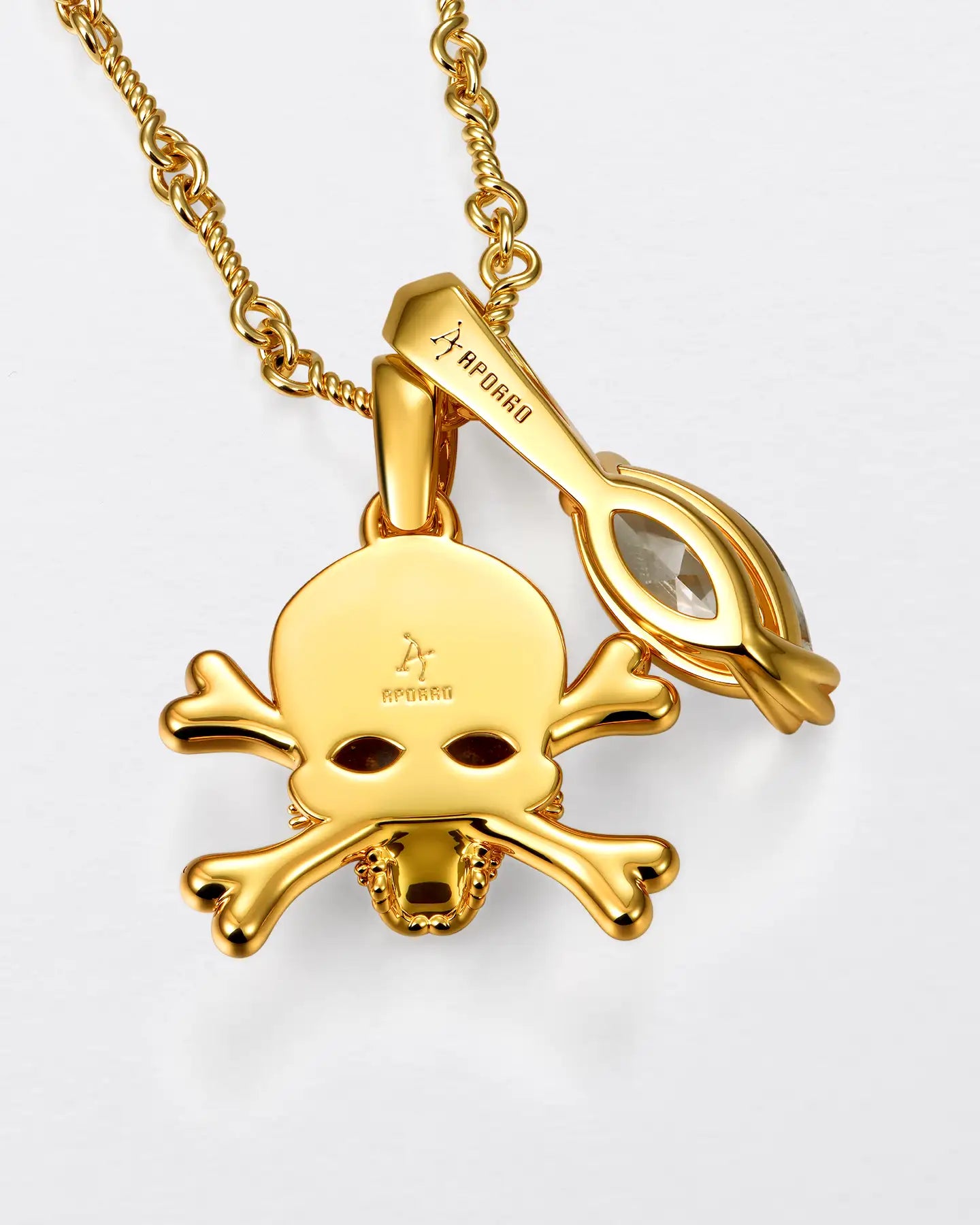 22K Marquise Cut & Blue-Eyed Skull Pendant Set