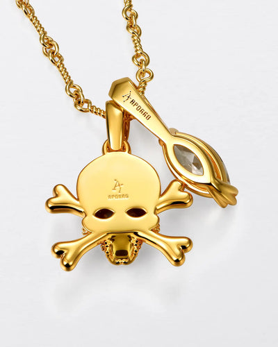 22K Blue-Eyed Skull Pendant
