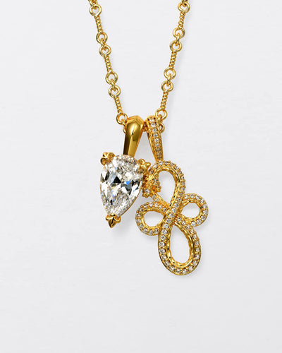 22K Teardrop Cut & Infinite Serpent Pendant Set
