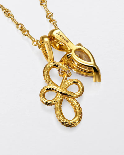 22K Teardrop Cut & Infinite Serpent Pendant Set