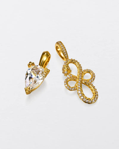 22K Teardrop Cut & Infinite Serpent Pendant Set