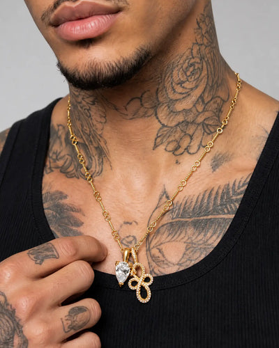 22K Teardrop Cut & Infinite Serpent Pendant Set