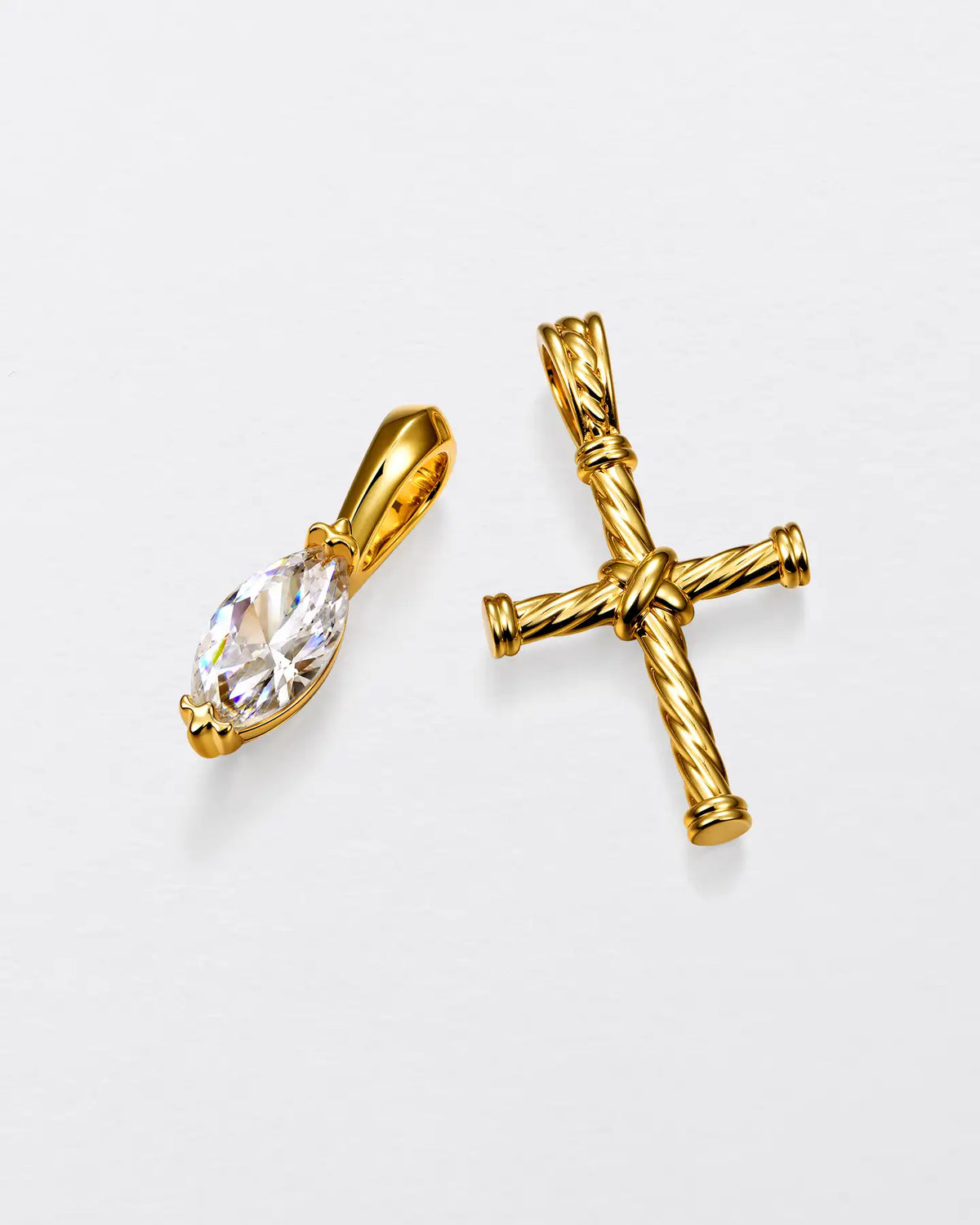 22K Twisted Cross Pendant