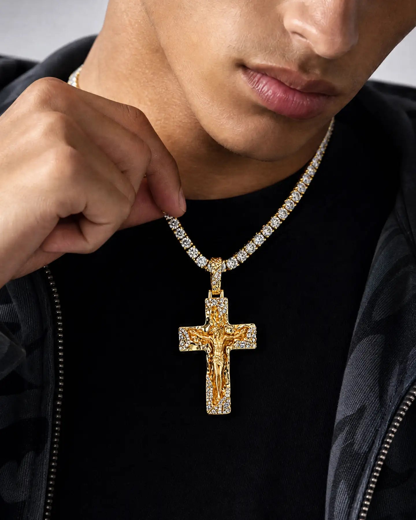 Sculptural Jesus Cross Pendant