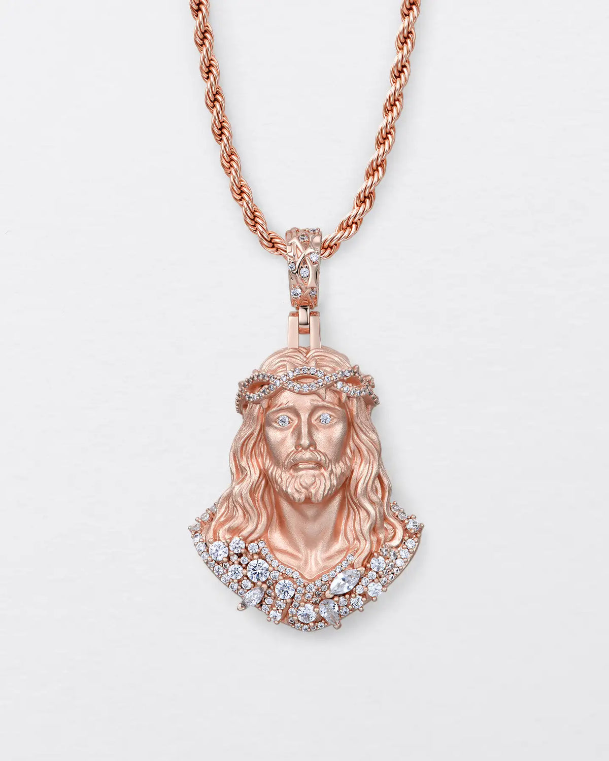 Fancy-Cut Sculptural Jesus Pendant