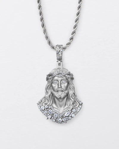 Fancy-Cut Sculptural Jesus Pendant
