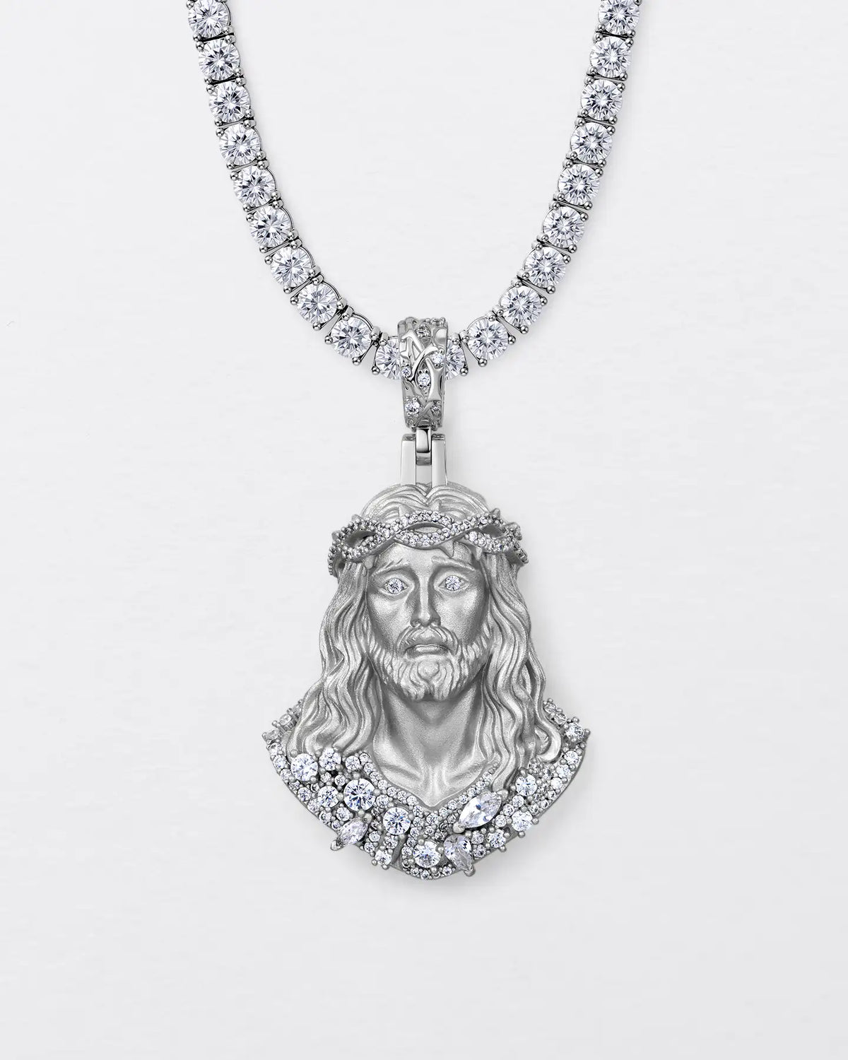Fancy-Cut Sculptural Jesus Pendant