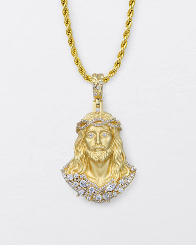 Fancy-Cut Sculptural Jesus Pendant