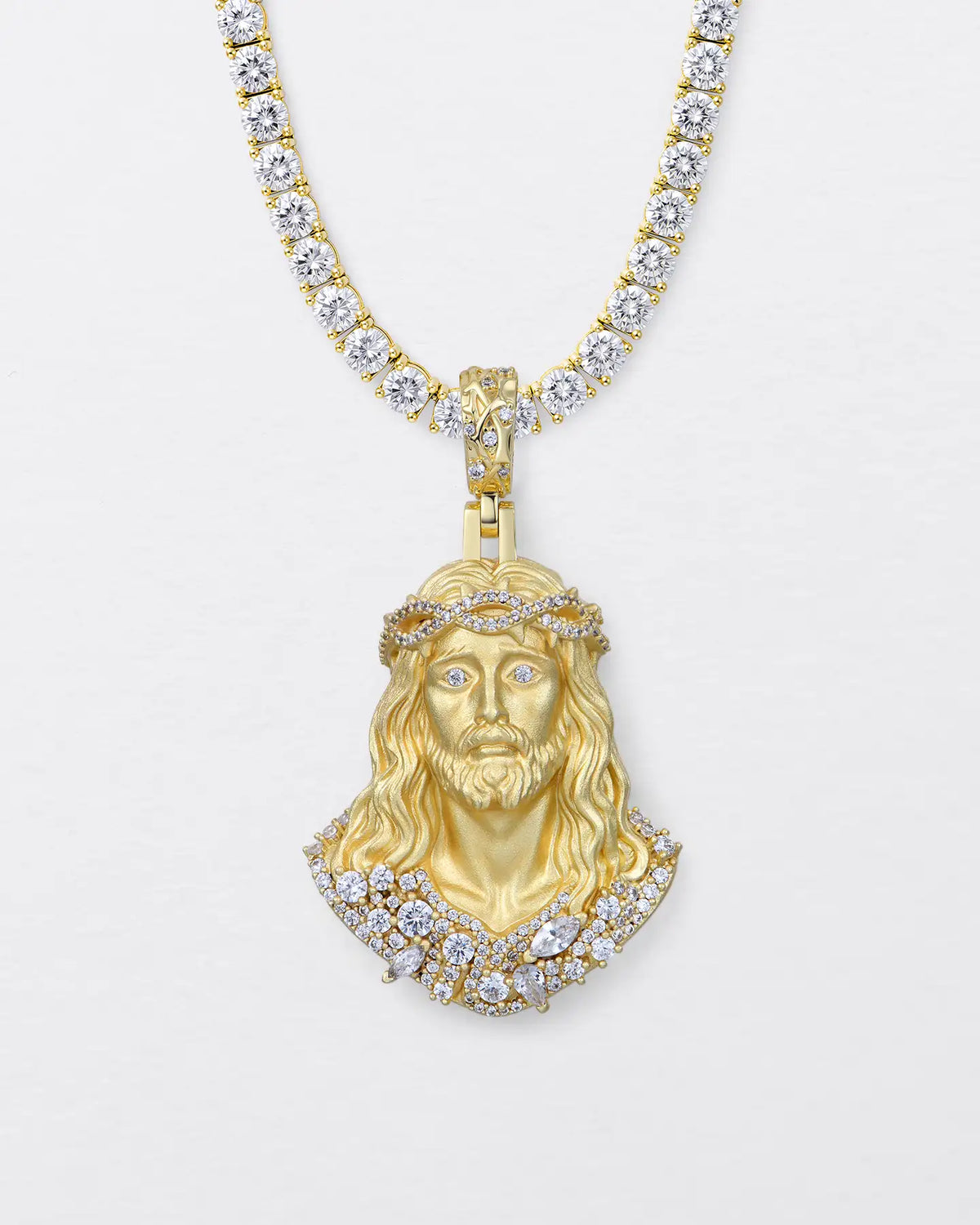 Fancy-Cut Sculptural Jesus Pendant