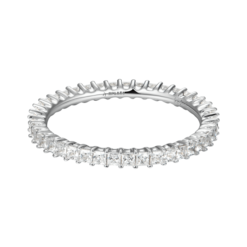 1.5MM Princess Eternity Ring--925 Sterling Silver - APORRO