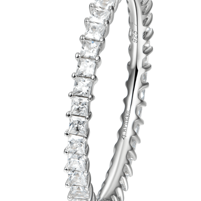 1.5MM Princess Eternity Ring--925 Sterling Silver - APORRO