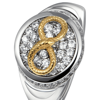 Infinity Iced Snake Signet Ring