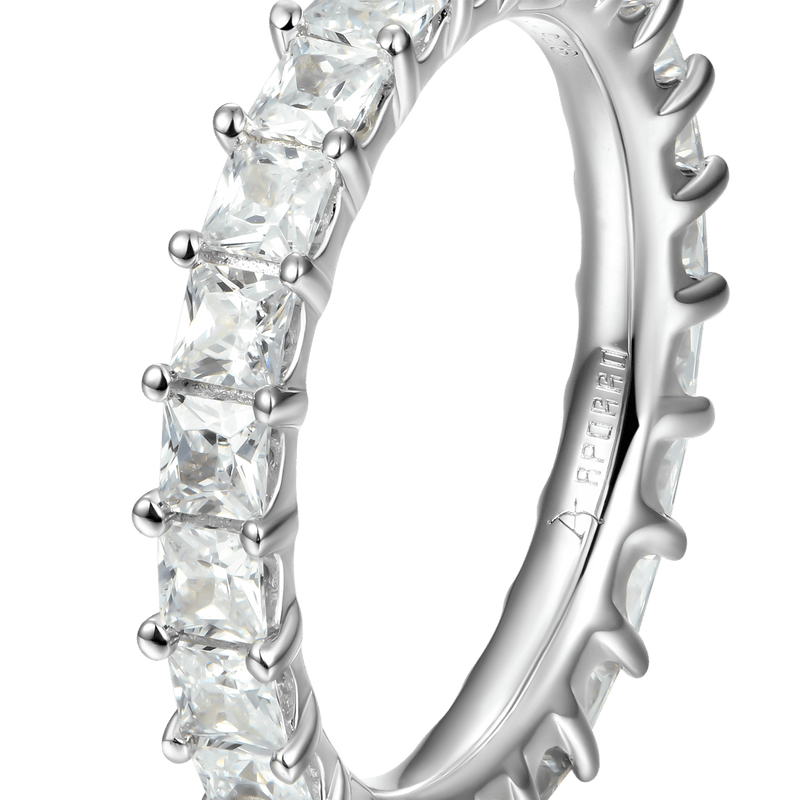 1.5MM Princess Eternity Ring--925 Sterling Silver - APORRO