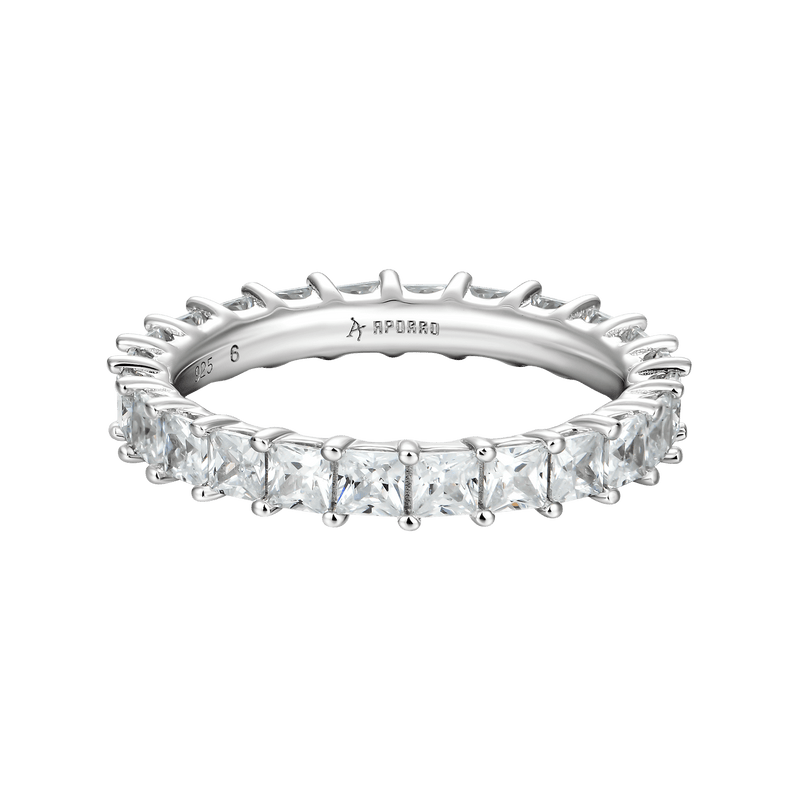 1.5MM Princess Eternity Ring--925 Sterling Silver - APORRO