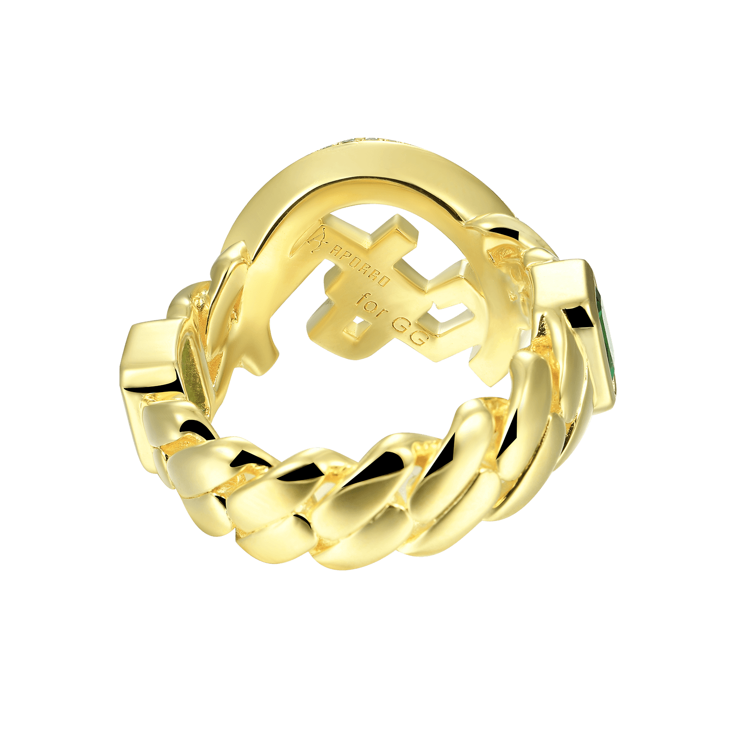 APORRO X GG Emerald Cuban Ring flashsale