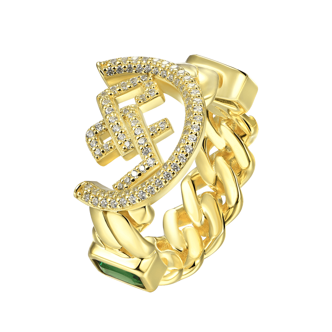 APORRO X GG Emerald Cuban Ring flashsale