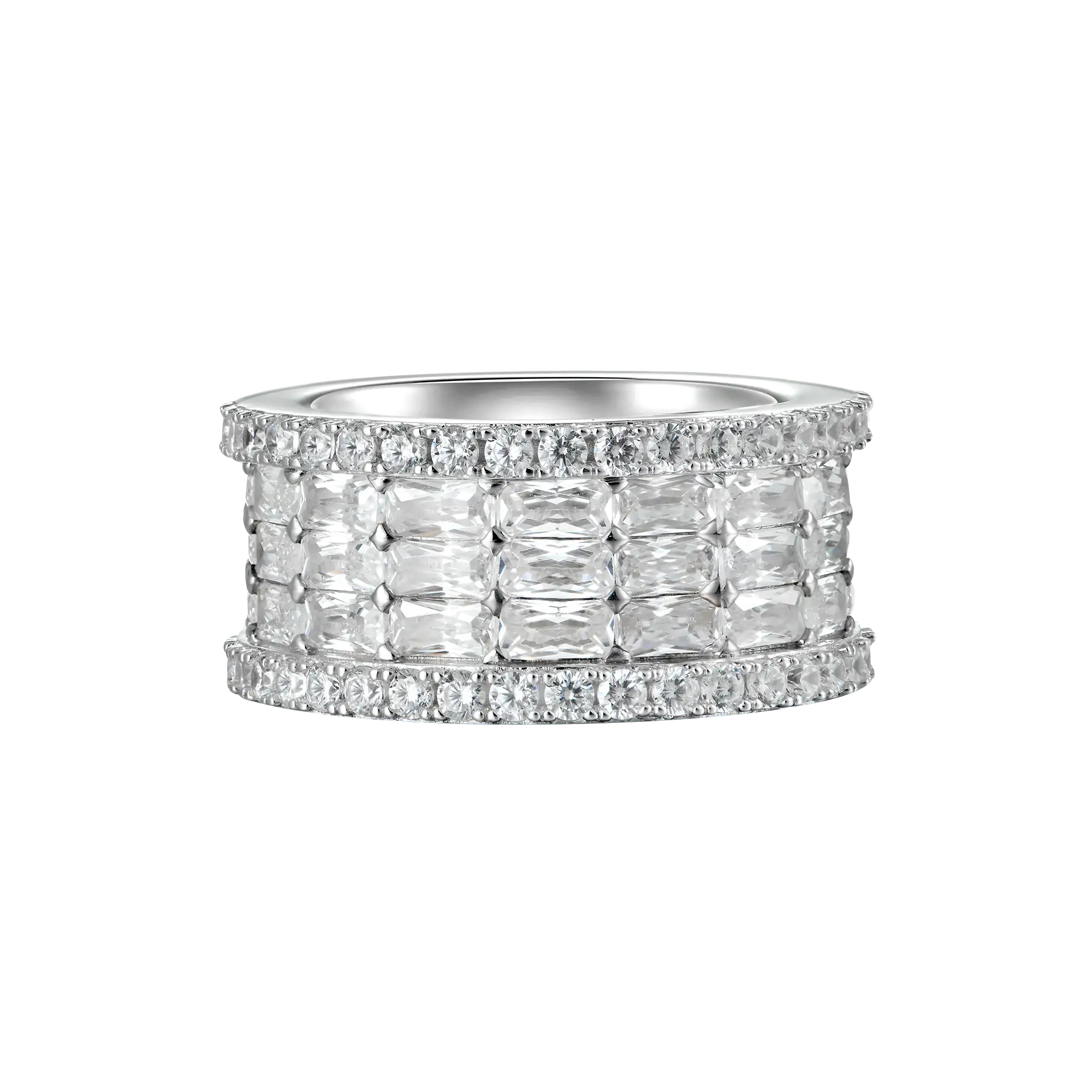 Custom Tri Row Emerald Cut Eternity Bandring