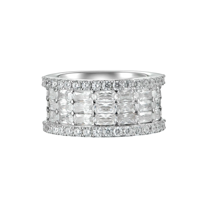 Custom Tri Row Emerald Cut Eternity Bandring