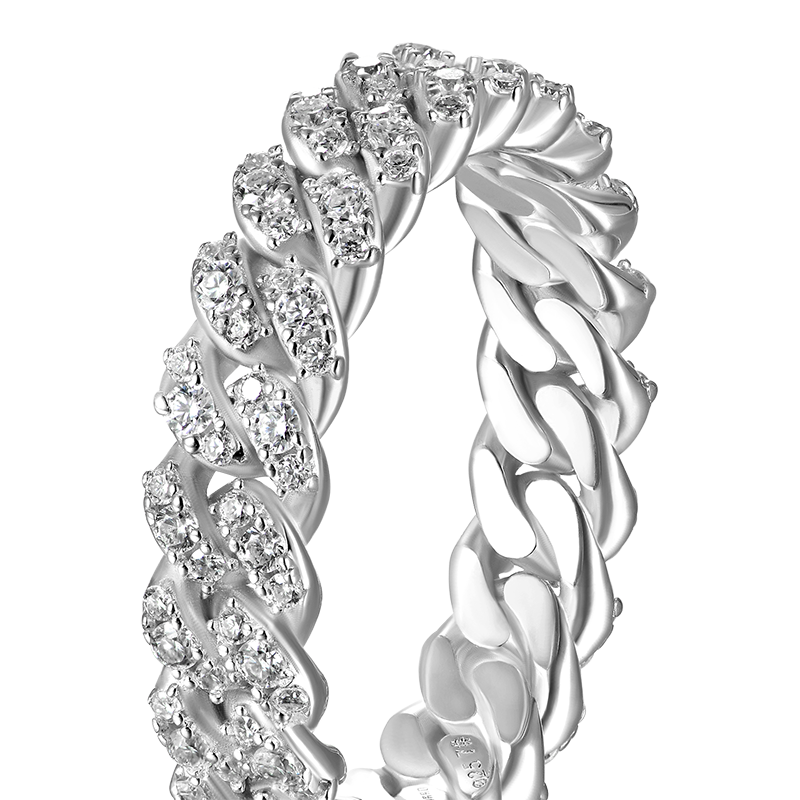 One Row Iced Cuban Link Ring - 5mm - APORRO