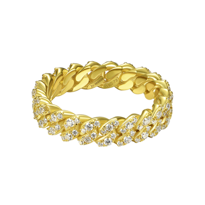 Moissanite One Row Cuban Link Ring - 5mm