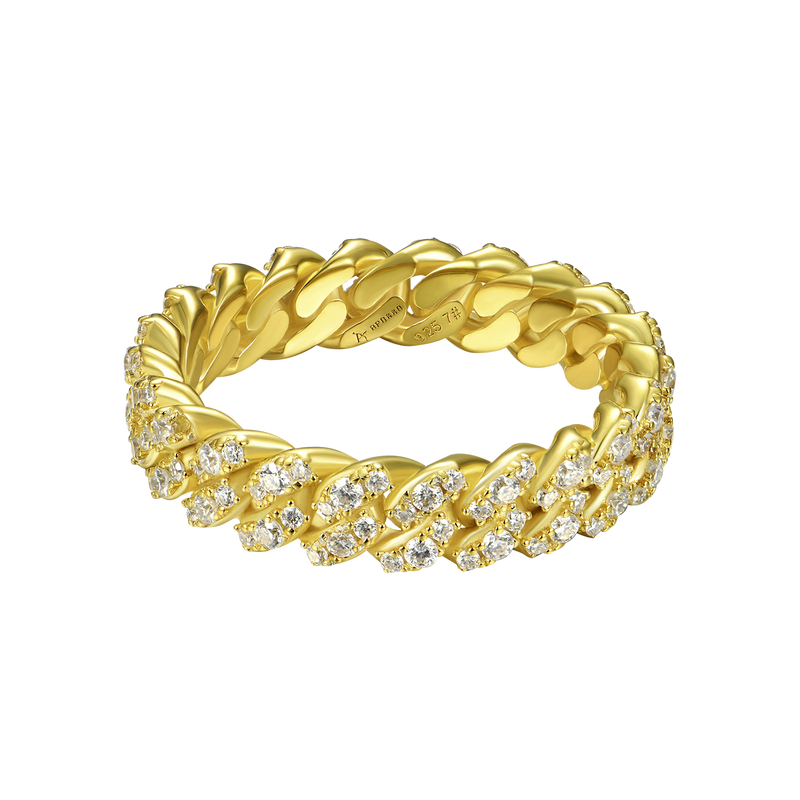 One Row Iced Cuban Link Ring - 5mm - APORRO