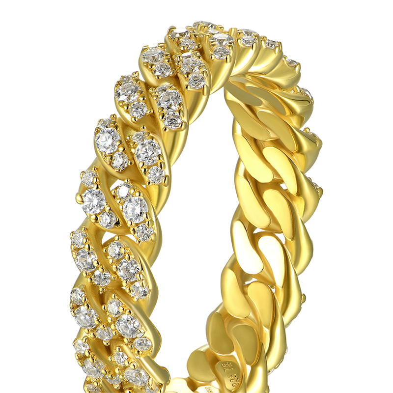 One Row Iced Cuban Link Ring - 5mm - APORRO