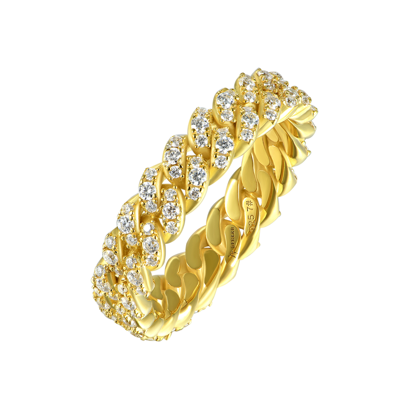 One Row Iced Cuban Link Ring - 5mm - APORRO