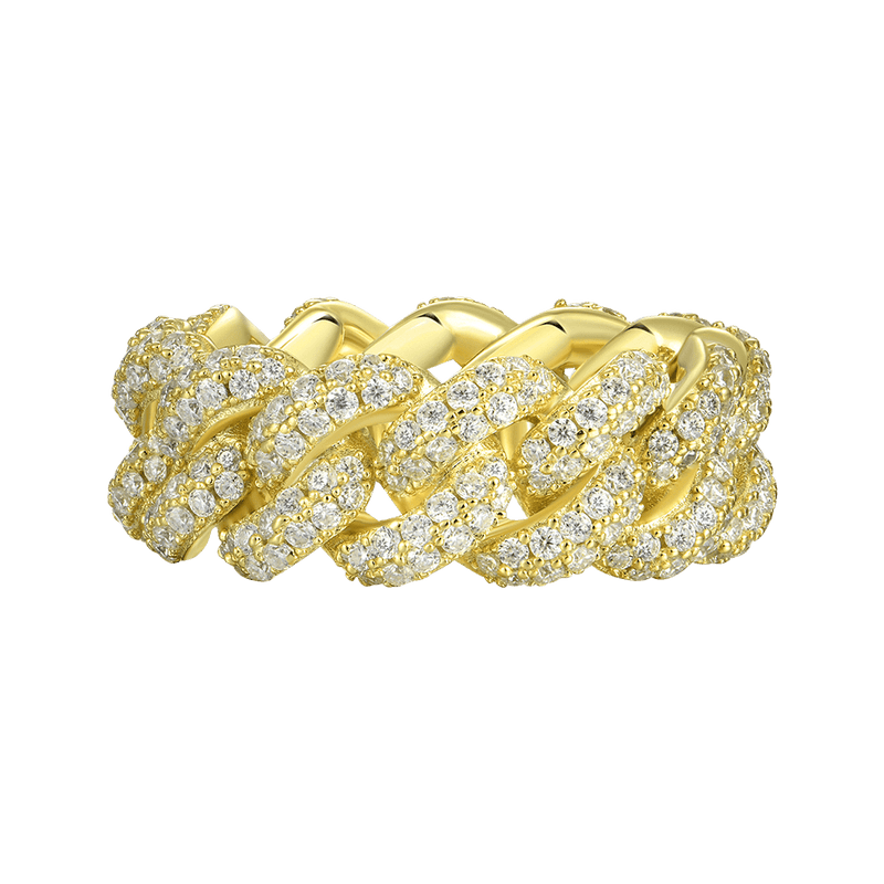 Women's Double Row Iced Cuban Link Ring - 9mm - APORRO