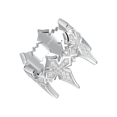 Ring mit gekröntem Kreuz aus Moissanit