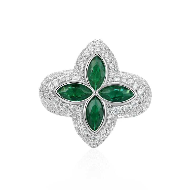 Iced Luminous Clover Ring - APORRO