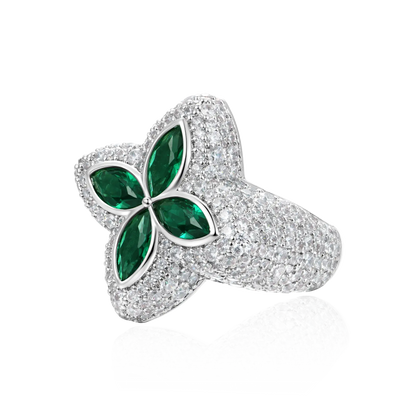 Iced Luminous Clover Ring